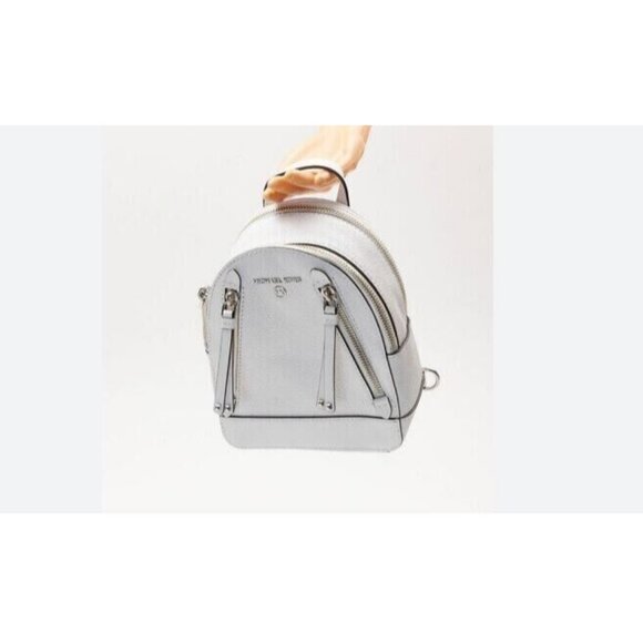MICHAEL KORS Brooklyn pebbled leather mini backpack crossbody WHITE-Only 1 strap